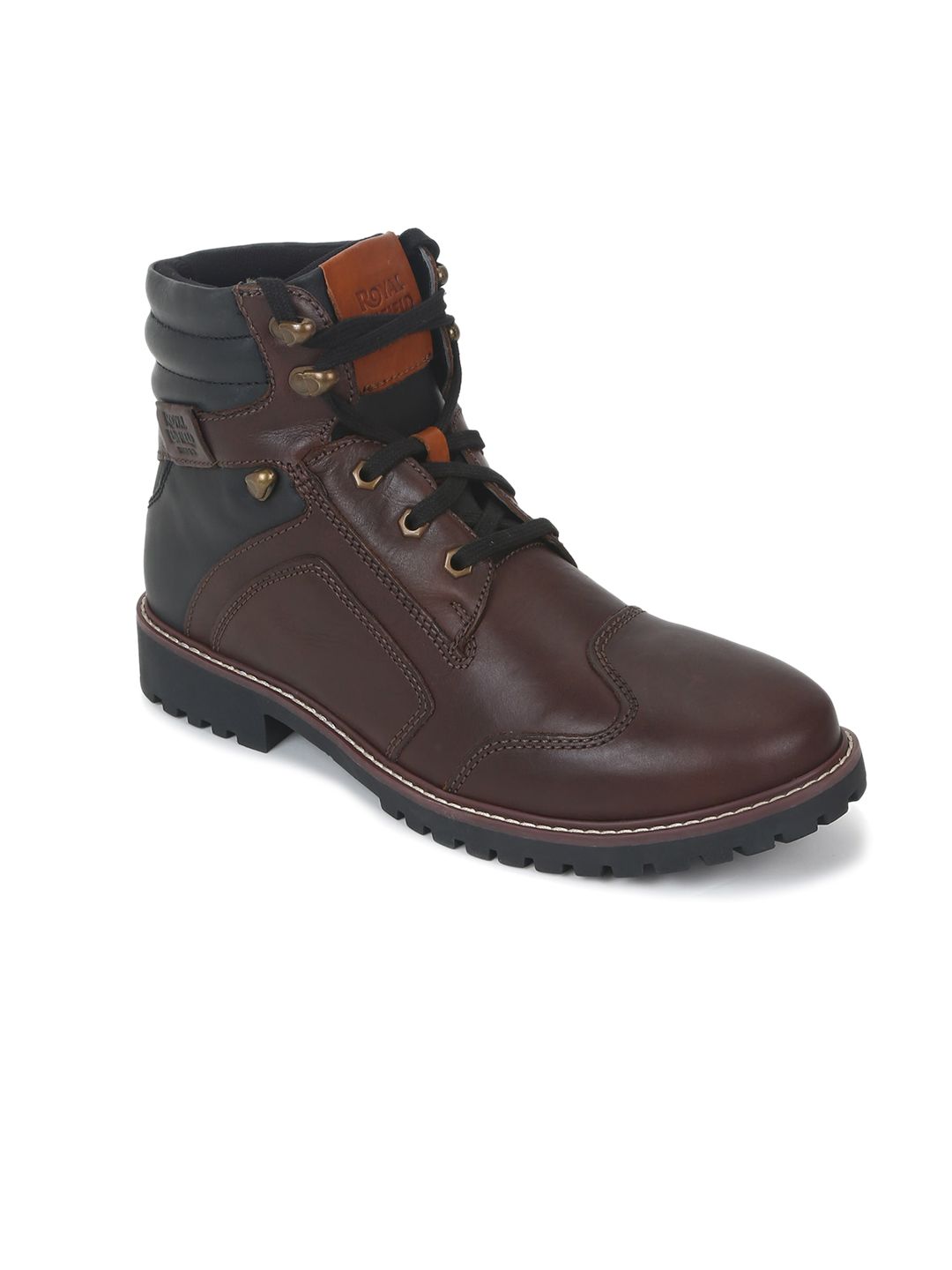 Royal Enfield Men Leather High-Top Boots