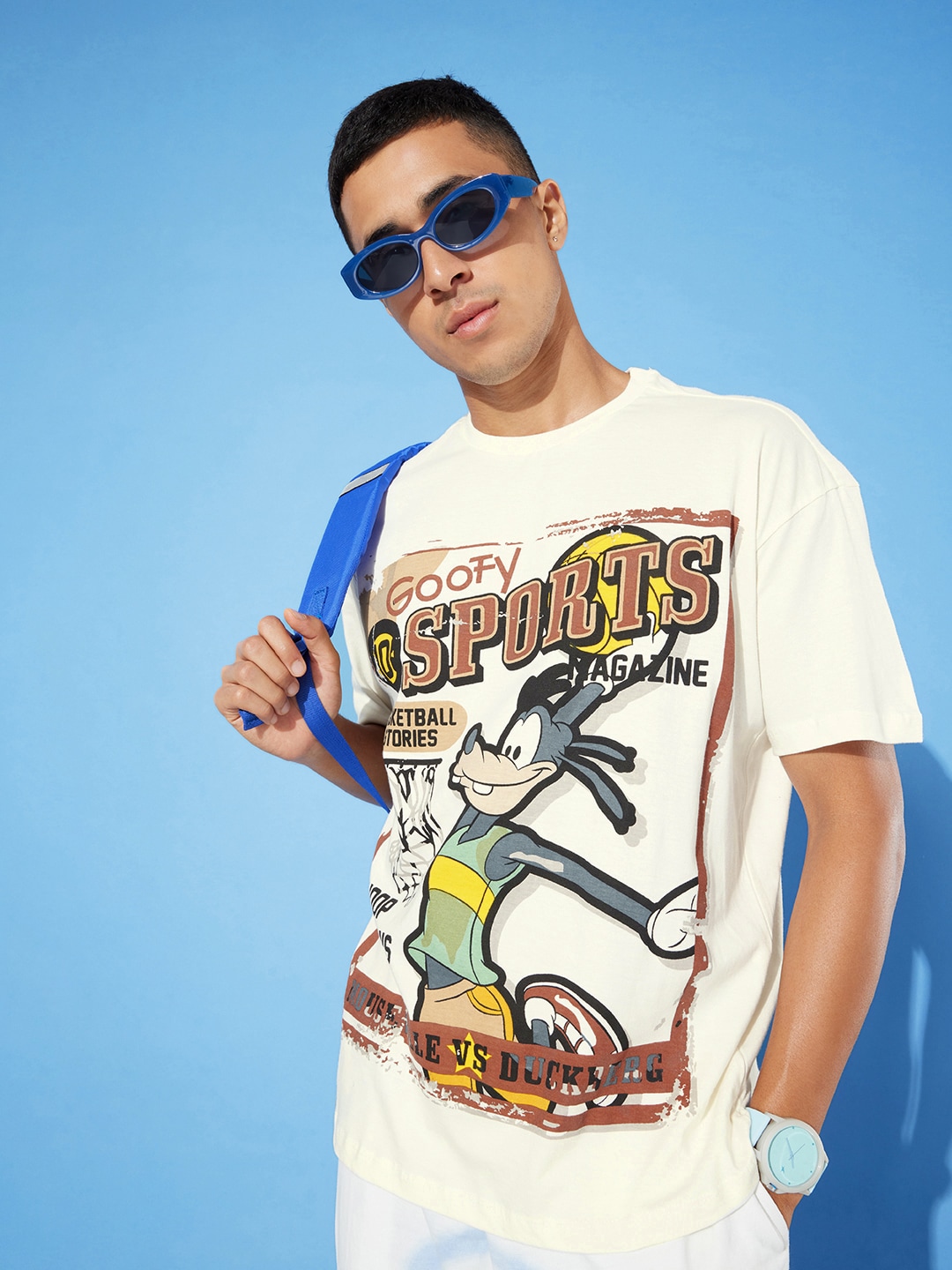 Kook N Keech Disney Goofy Printed Drop-Shoulder Sleeves Pure Cotton T-shirt