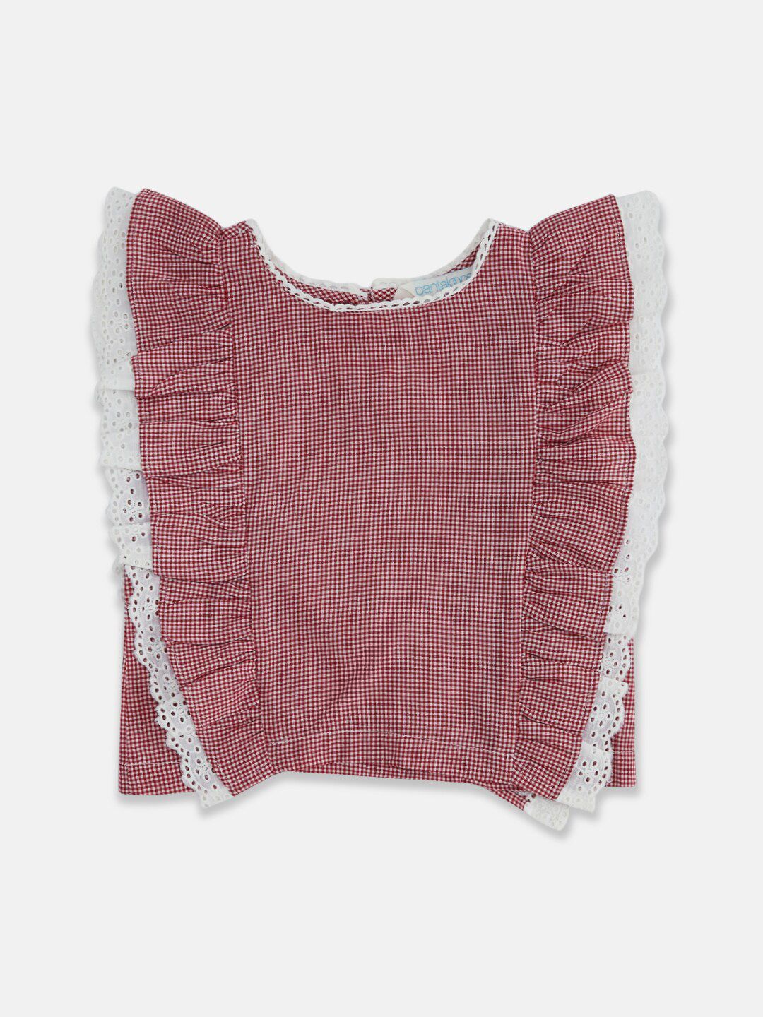 AKKRITI BY PANTALOONS Checked Ruffles Cotton Top-picture-32