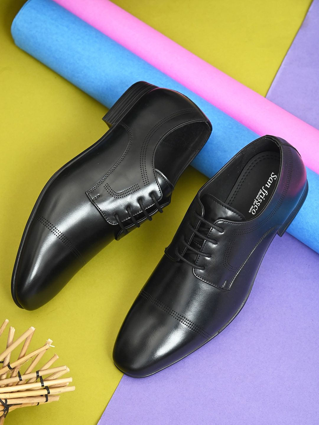 San Frissco Men Textured Square Toe Formal Derbys-image-34
