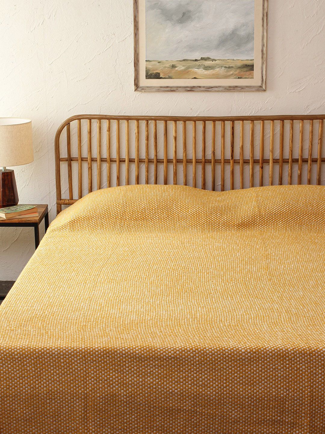 House This Yellow Woven Design Double Queen Pure Cotton Bed Cover-picture-38
