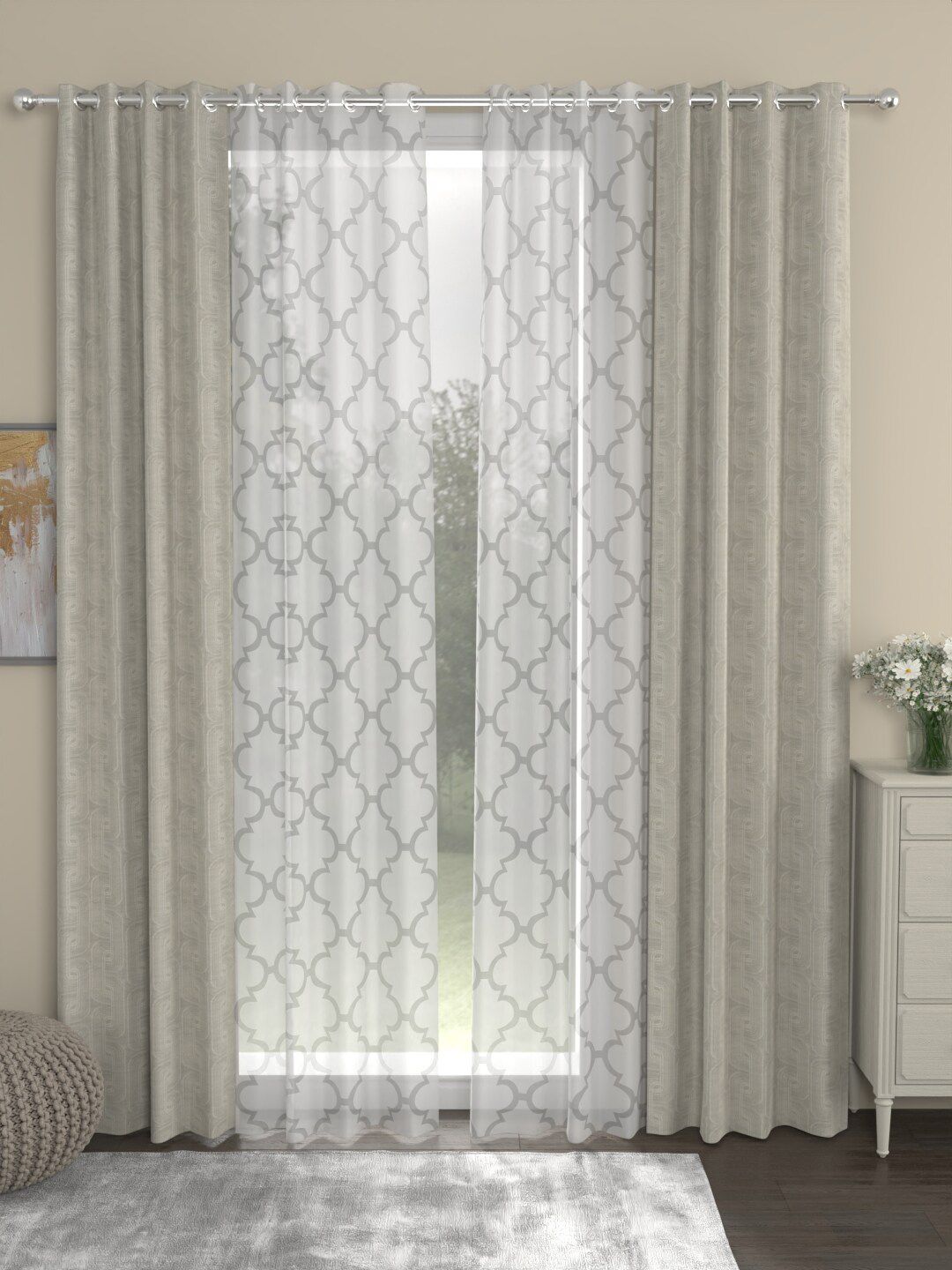 ROSARA HOME Unisex Beige Curtains and Sheers-picture-15