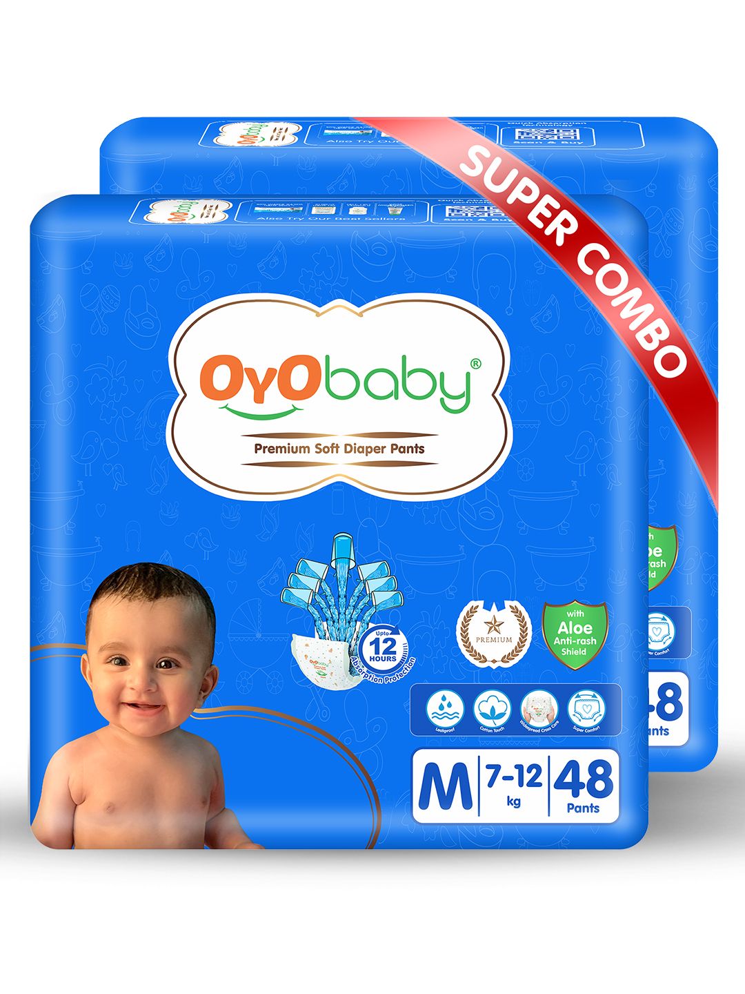 OyO Baby Pack of 2 Premium Soft Diaper Pants - Medium-picture-28