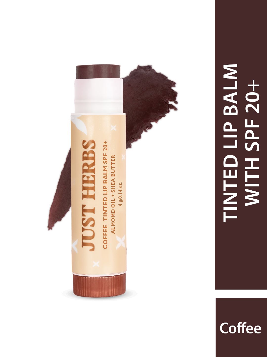 Just Herbs SPF 20+ Tinted Lip Balm with Almond Oil & Shea Butter 4 g - Coffee-picture-26