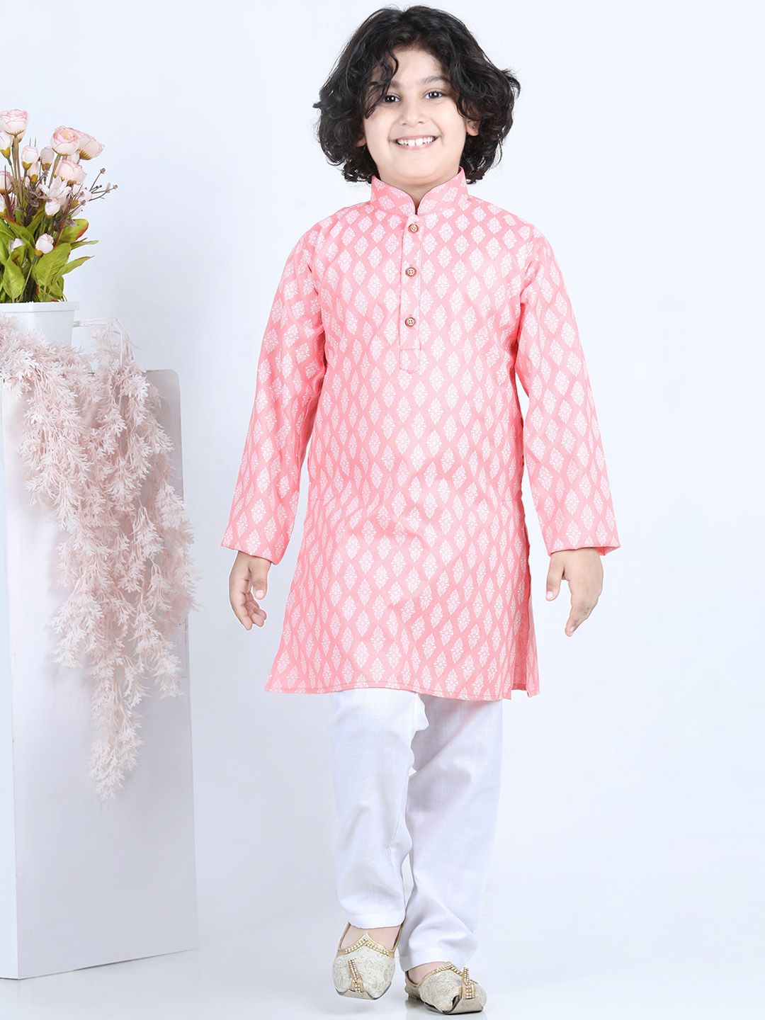 Aj DEZInES Boys Ethnic Motifs Printed Pure Cotton Kurta with Pyjamas