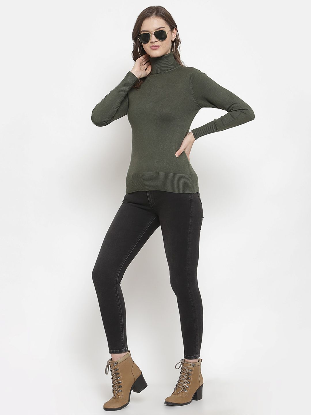 House of Harlow 1960 x REVOLVE Marika Mock Neck Sweater in Dark Olive