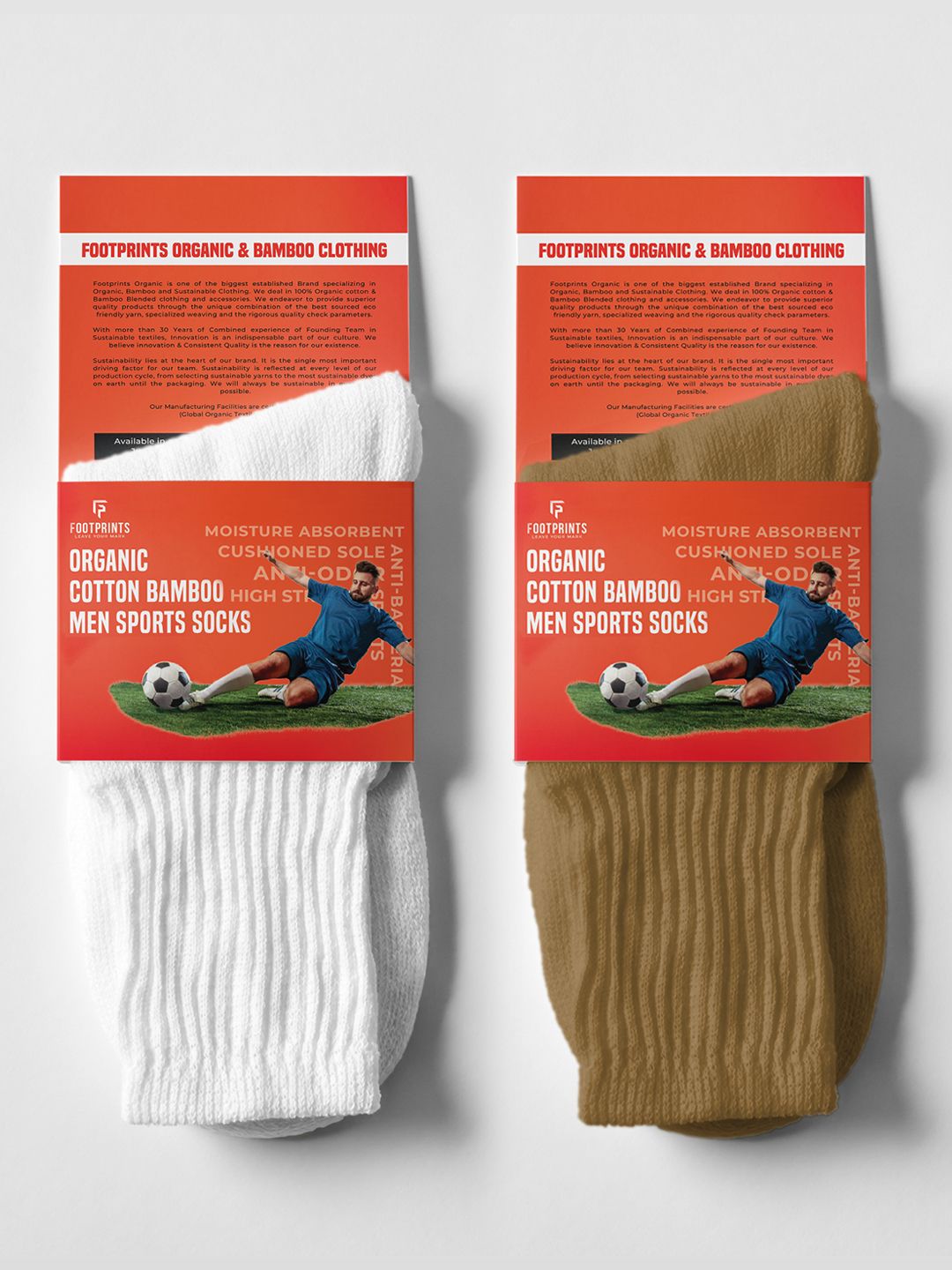 footprints FOOTPRINT Men 2 Pairs Anti Odour Organic Cotton Calf-Length Solid Bamboo Sports Terry Socks-picture-16