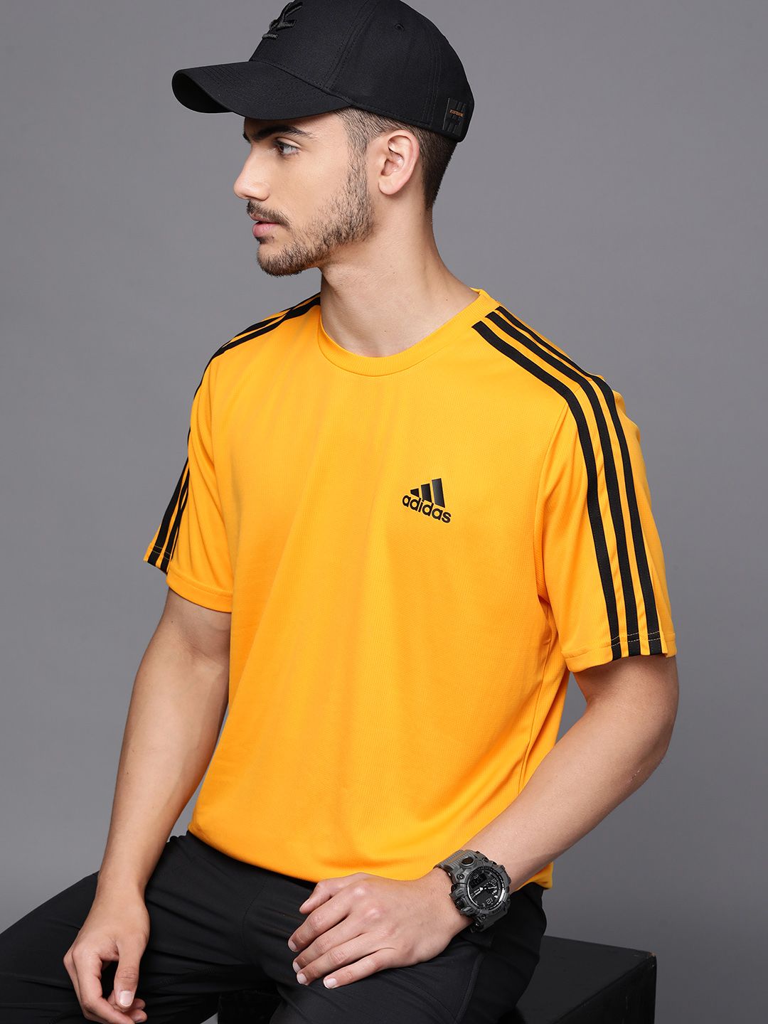 adidas 3 Stripe T-shirt in Orange for Men