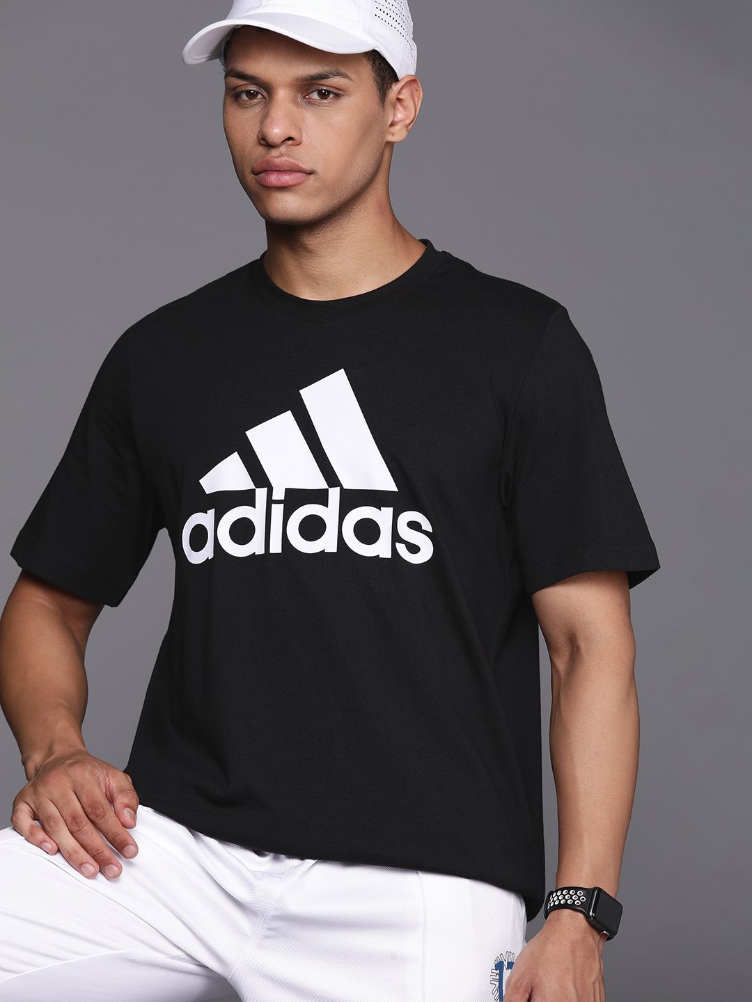 ADIDAS Men IN Brand Logo Printed Pure Cotton T-shirt