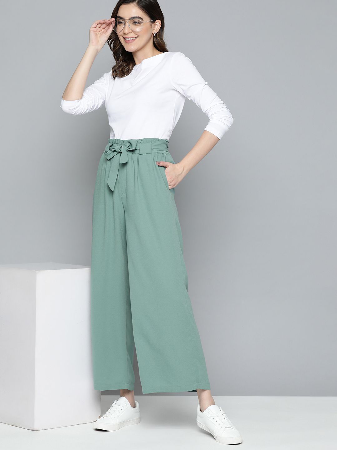 Buy Mango MANGO Women Sustainable Flared Parallel Trousers at Redfynd