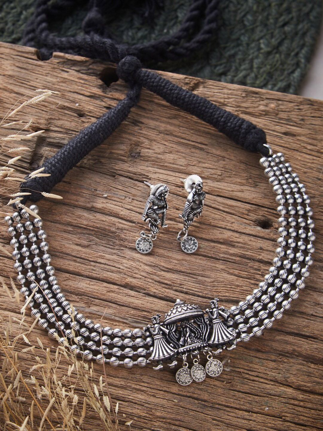 ATIBELLE Silver-Plated German Silver Oxidised Jewellery Set