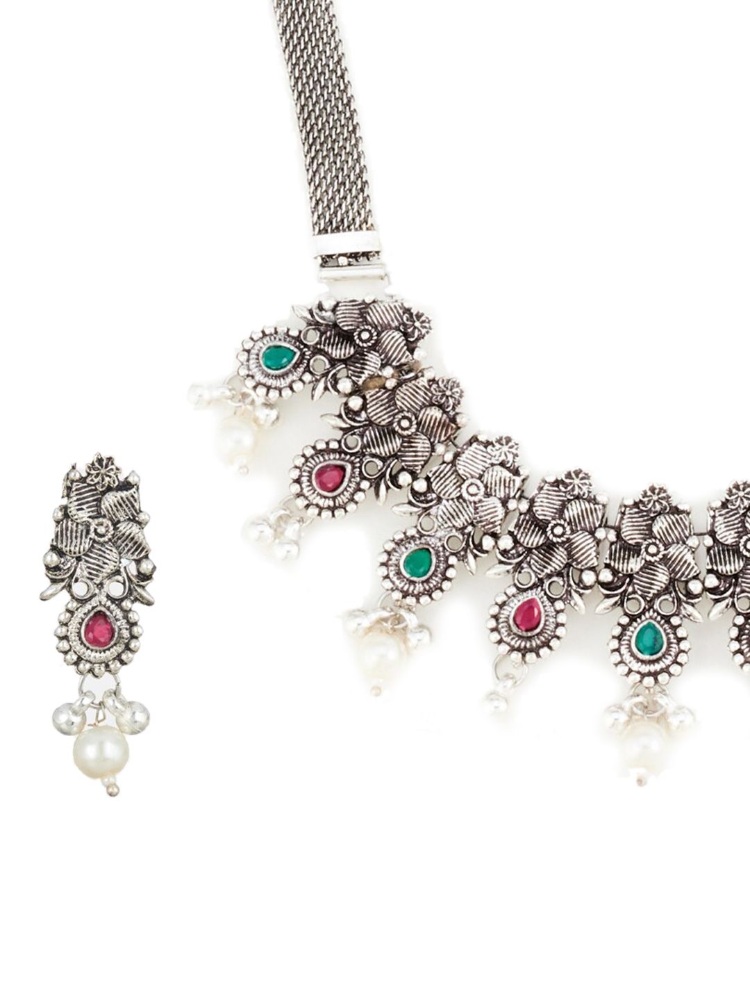 ATIBELLE Silver-Plated German Silver Oxidised Jewellery Set