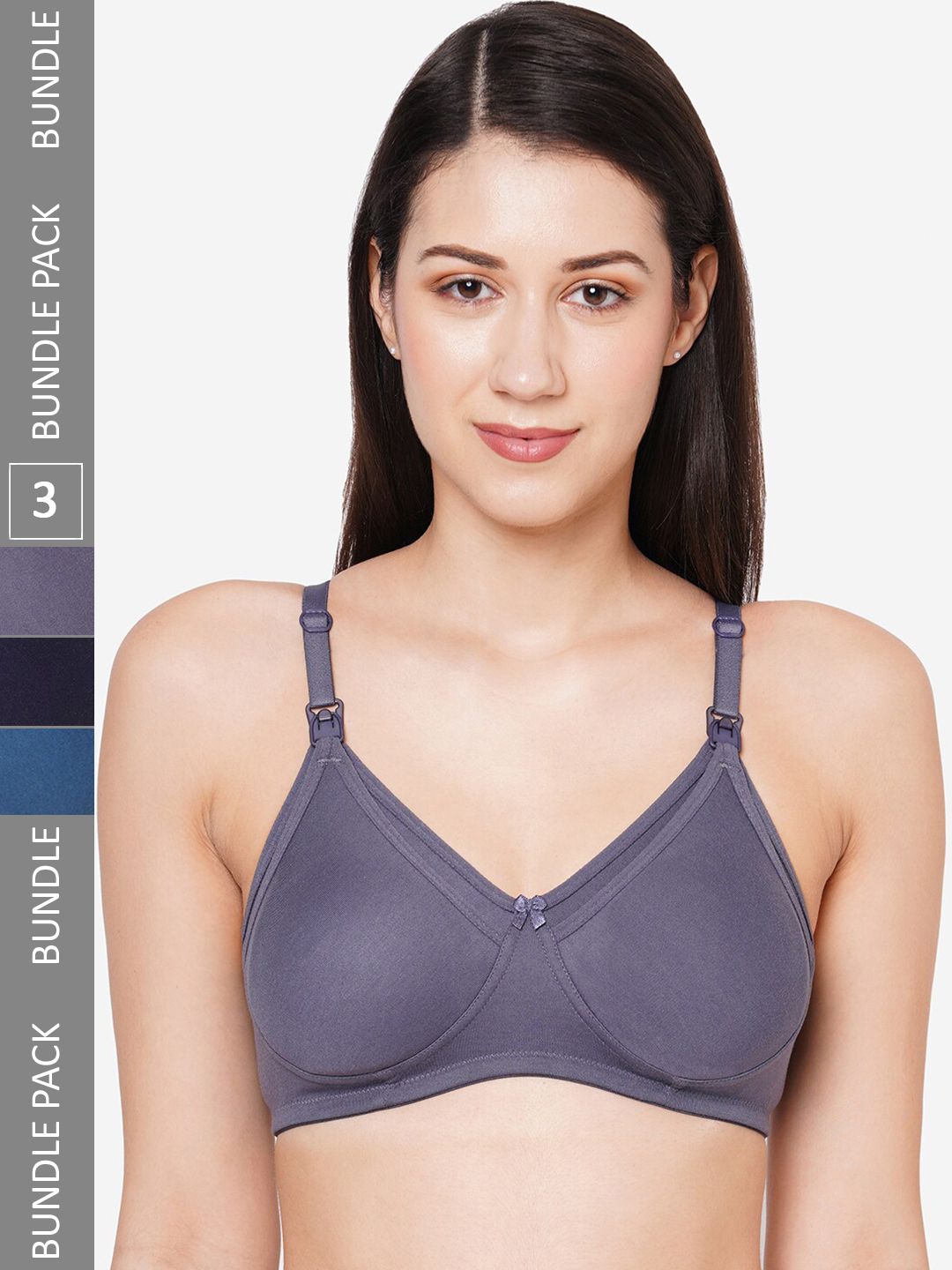 MomToBe Pack of 3 Cotton Non-Padded Non-Wired Maternity Sustainable Bra-picture-37