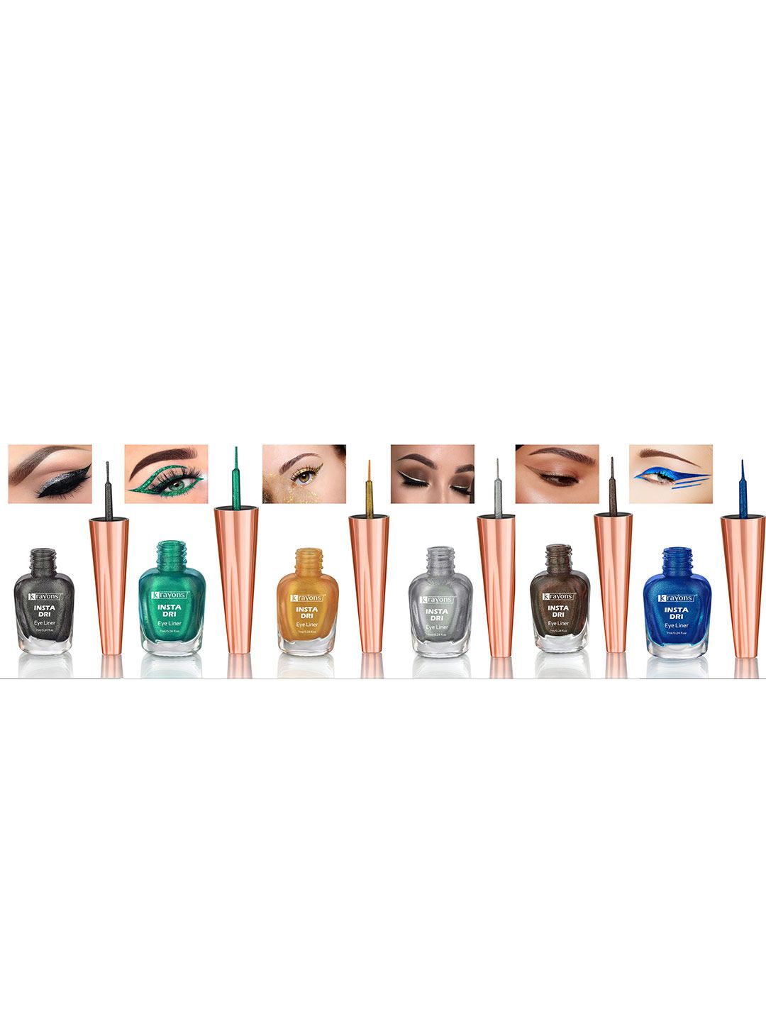 krayons Set of 6 Insta Dri Sparkling Waterproof Eye Liners - 7 ml Each-picture-58