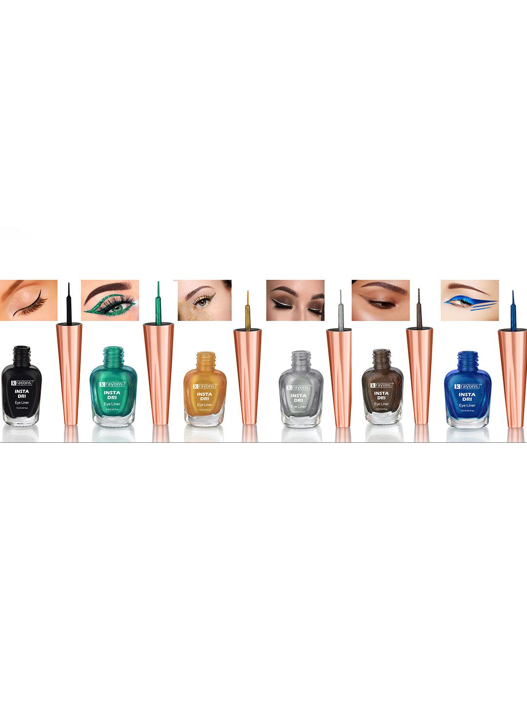 krayons Set of 6 Insta Dri Sparkling Waterproof Eye Liners - 7 ml Each-picture-51