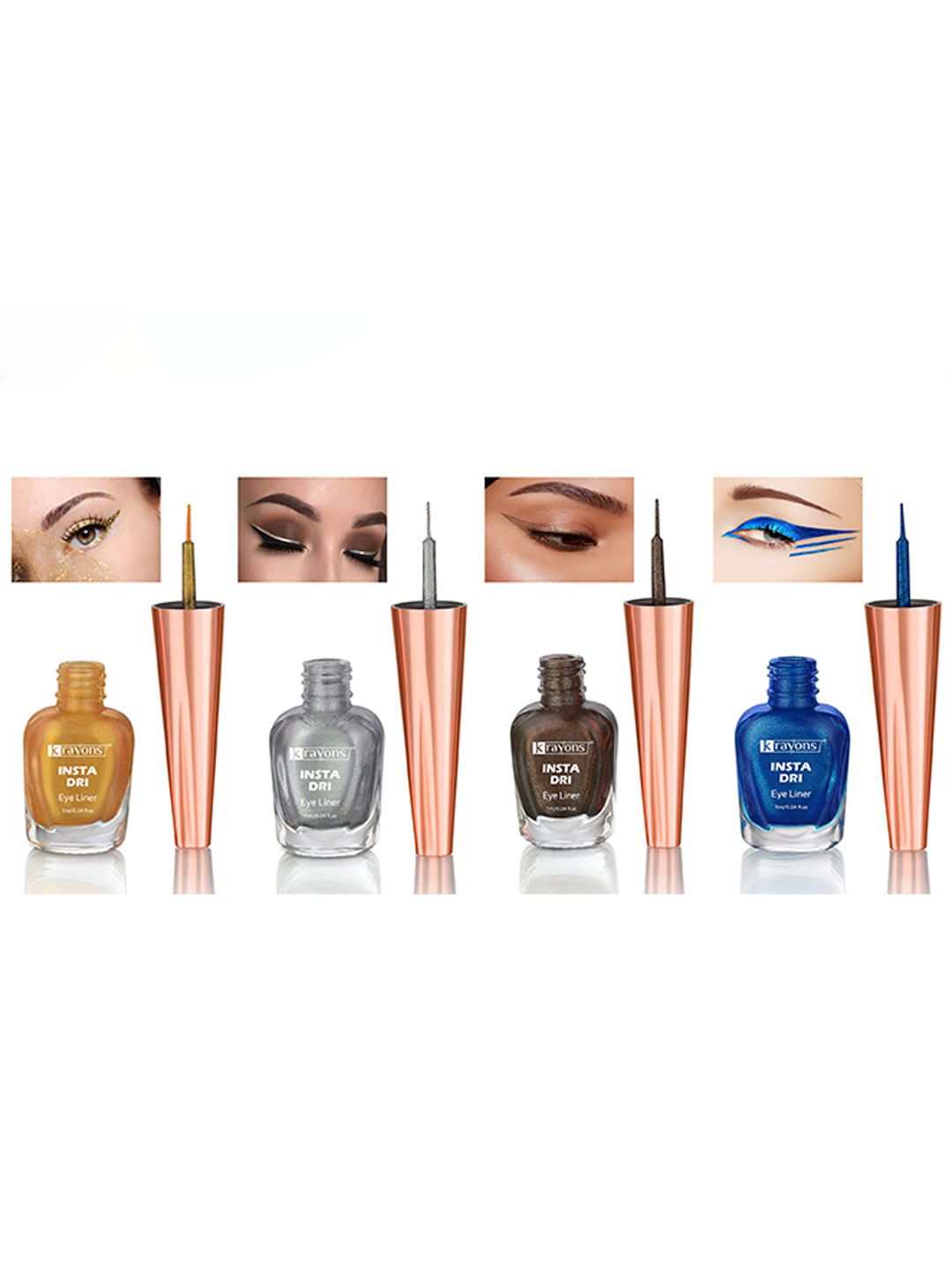 krayons Set of 4 Insta Dri Sparkling Waterproof Eye Liners - 7 ml Each-image-24