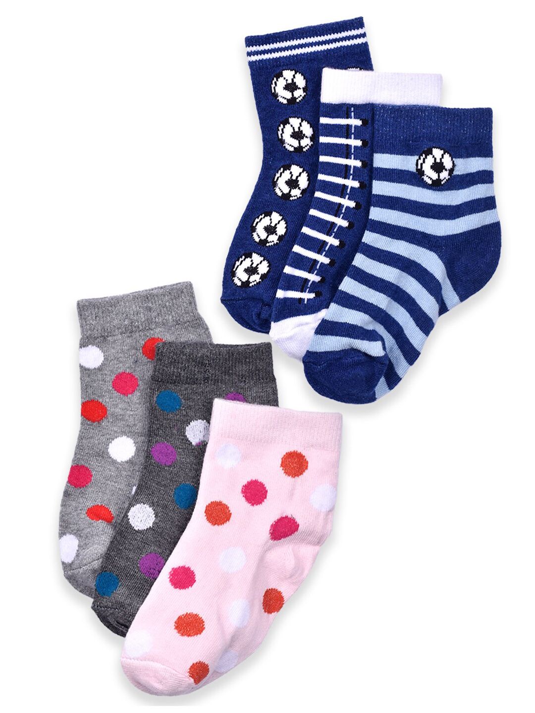 FOOTPRINTS Kids Pack Of 6 Organic Cotton Anti-Allergic Ankle-Length Socks-picture-25