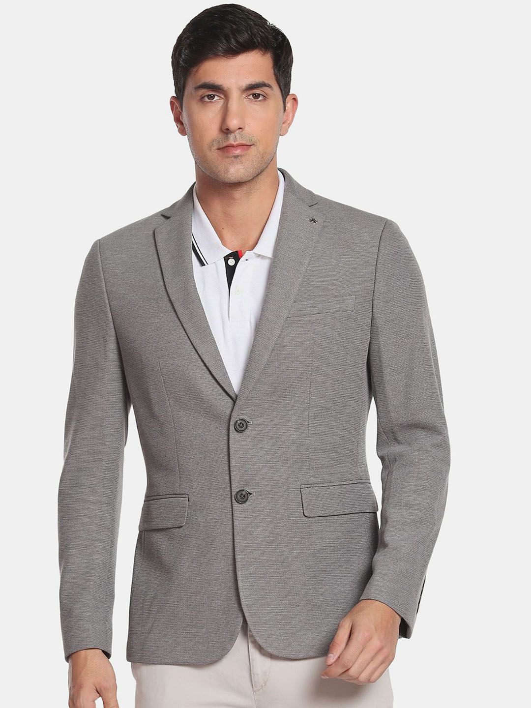 Buy Louis Philippe Louis Philippe Men Blue Self-Design Slim Fit  Single-Breasted Casual Blazer at Redfynd