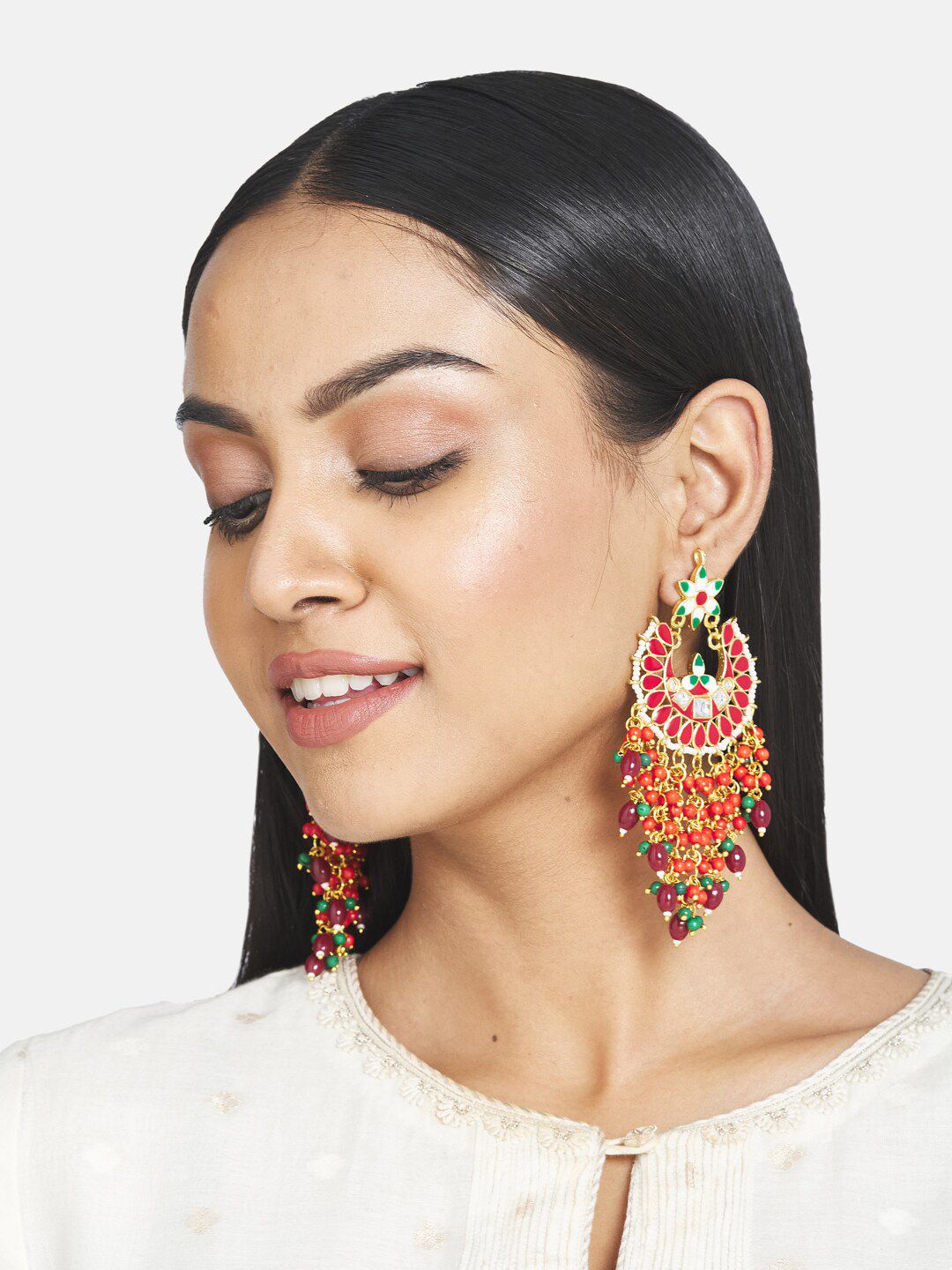 ATIBELLE Women Gold-Plated Crescent Shaped Drop Earrings
