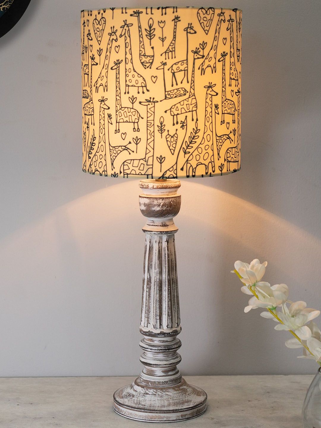 Homesake Traditional Country Cottage Beige & Black Printed Table Lamp With Savannah Shade-picture-48