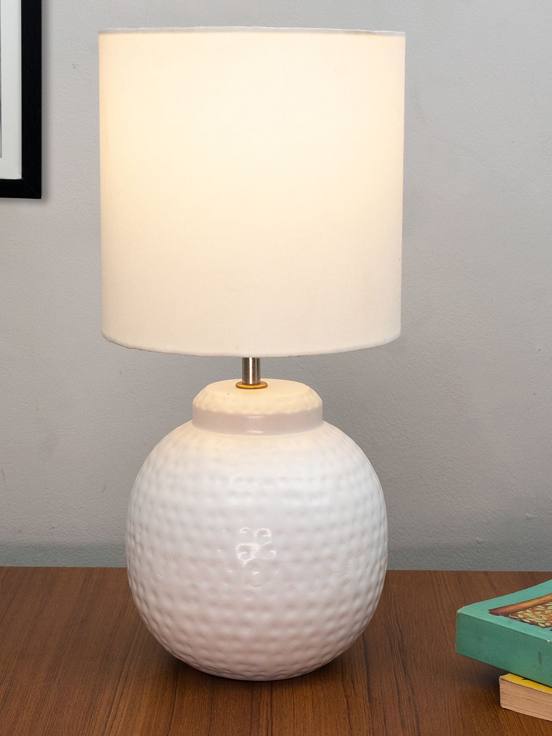 Homesake Ginger Jar White Textured Antique Table Lamp-image-48