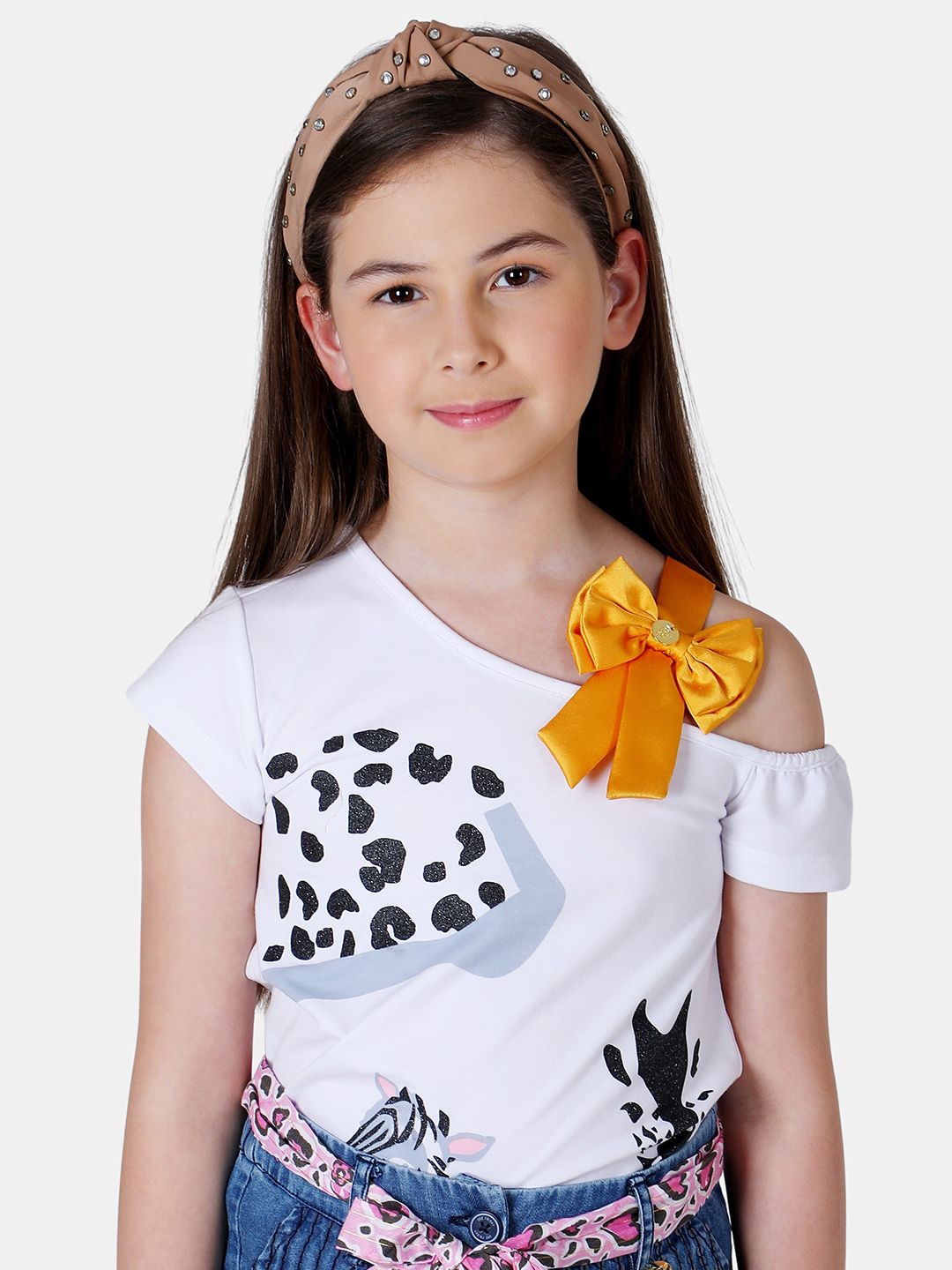 One Friday Girls Graphic Print One Shoulder Top-picture-49