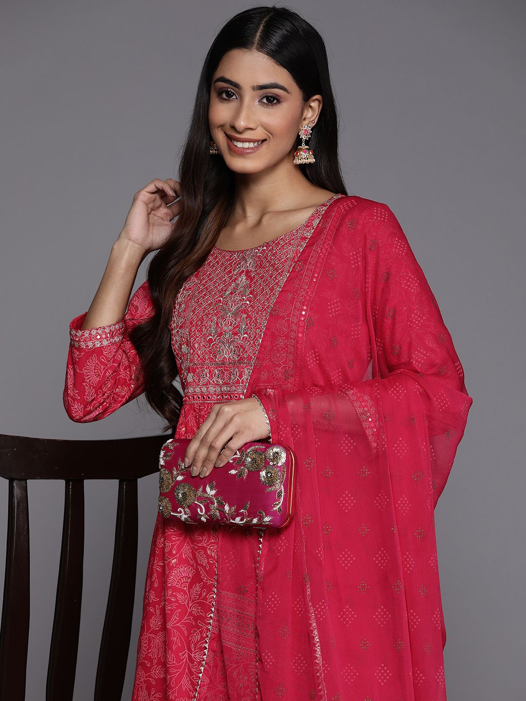 Libas Women Ethnic Motifs Embroidered Sequinned Kurta With Trousers & With Dupatta