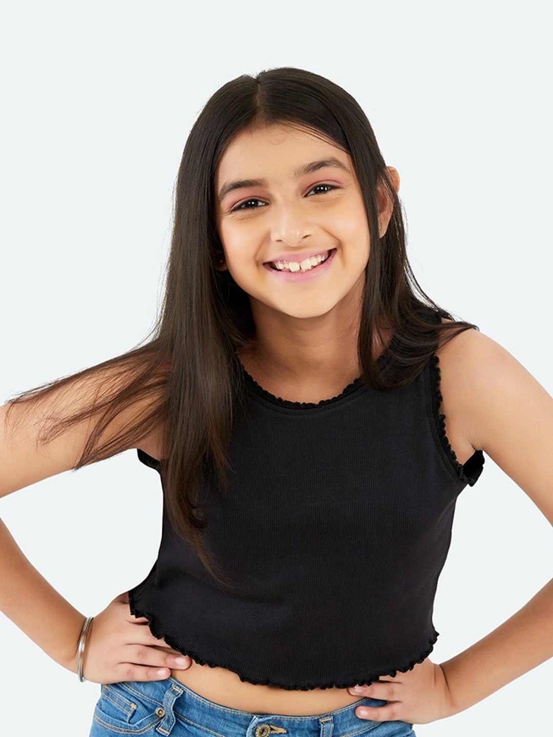 Olele Sleeveless Ribbed Cotton Crop Top