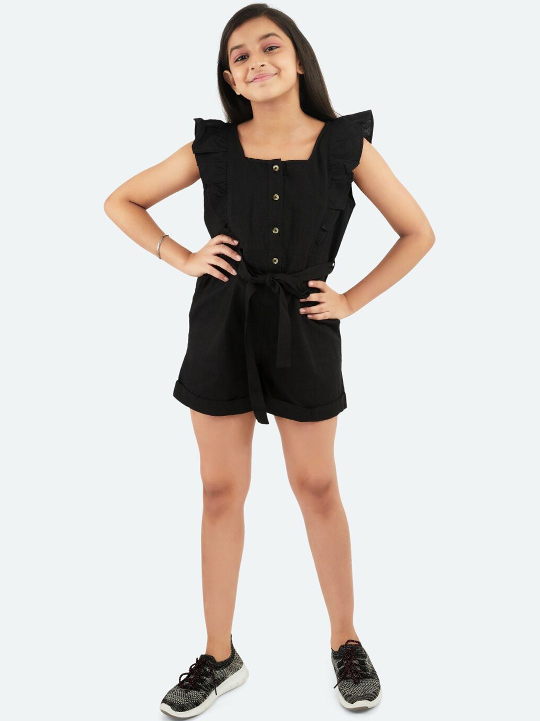 Olele Girls Square Neck Cotton Playsuit-picture-14
