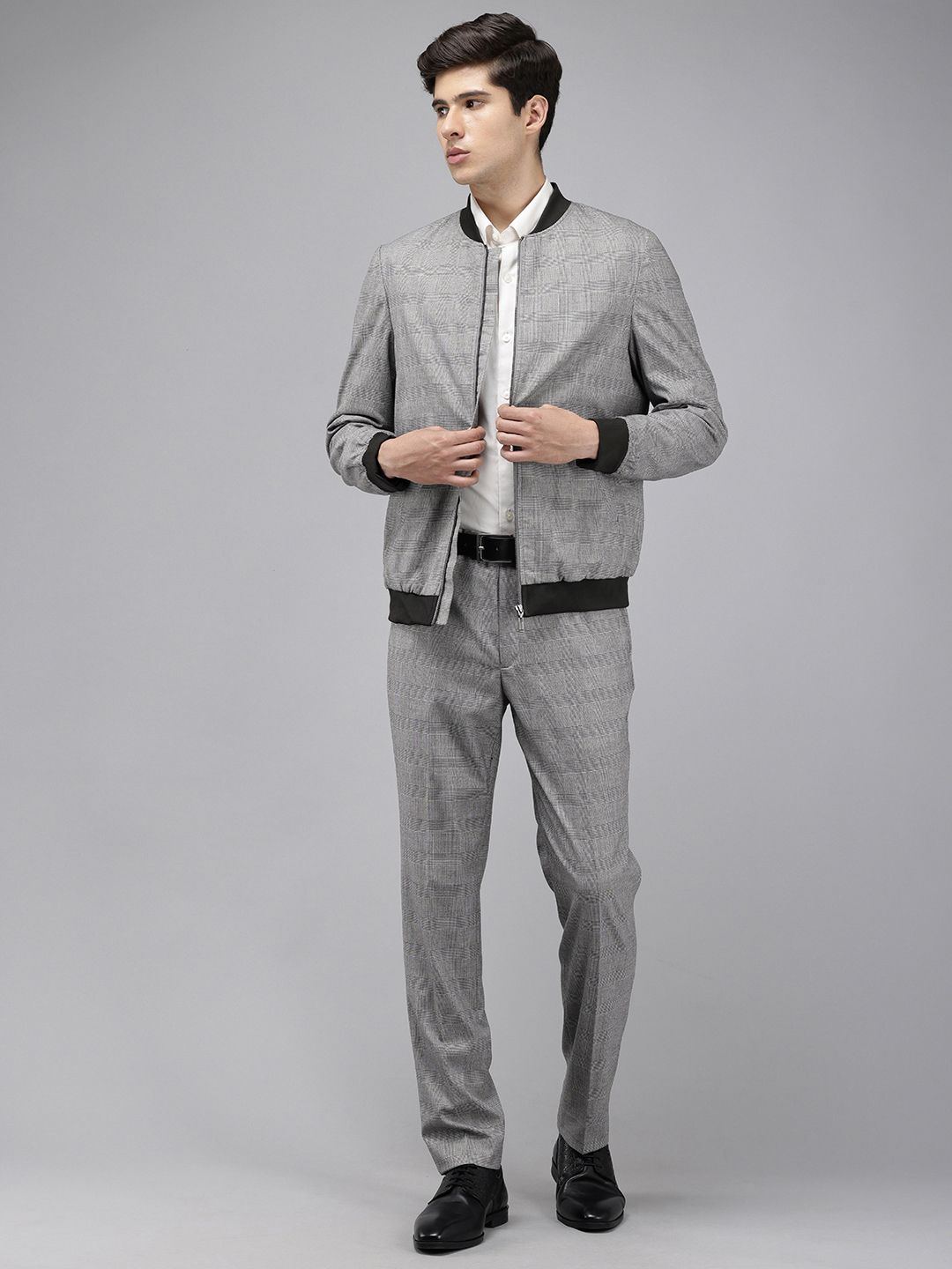 Park Avenue Checked Neo Fit 2 Piece Formal Suits-image-47
