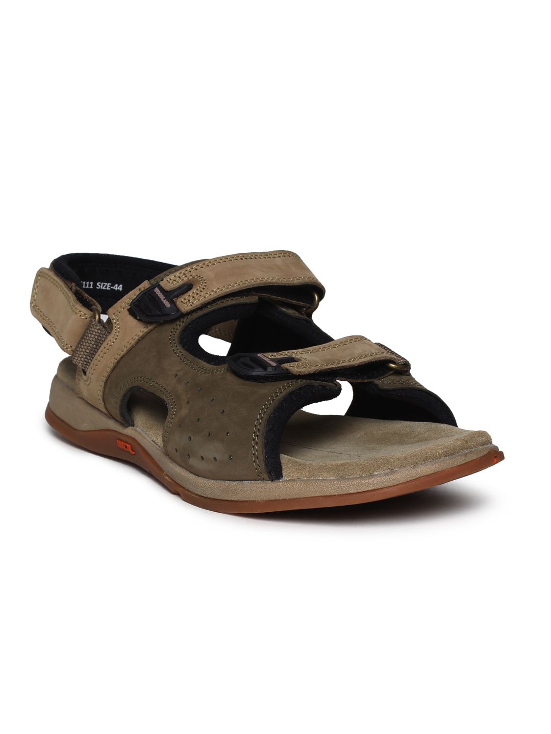 Woodland Men Olive Green & Brown Sandals-image-1