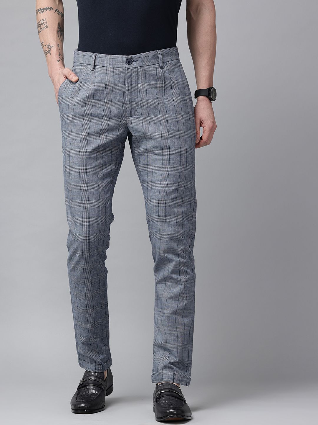 Blackberrys Men Phoenix Checked Low-Rise Skinny Fit Trousers-image-36