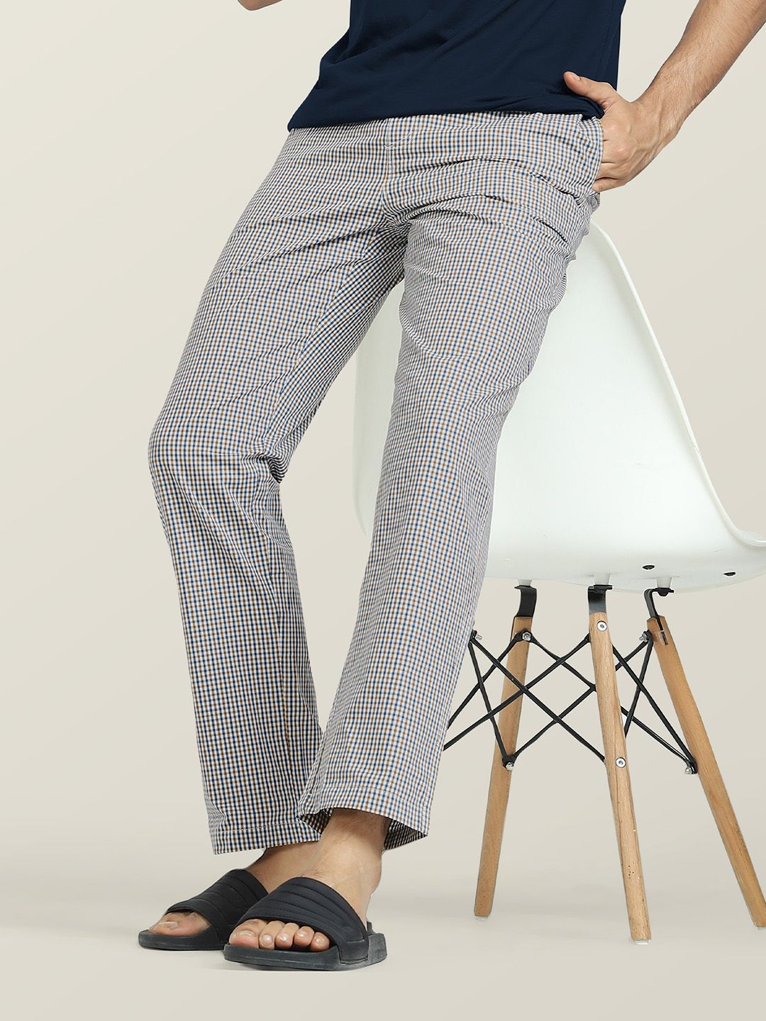 XYXX Men Checked Pure Cotton Lounge Pants-picture-31