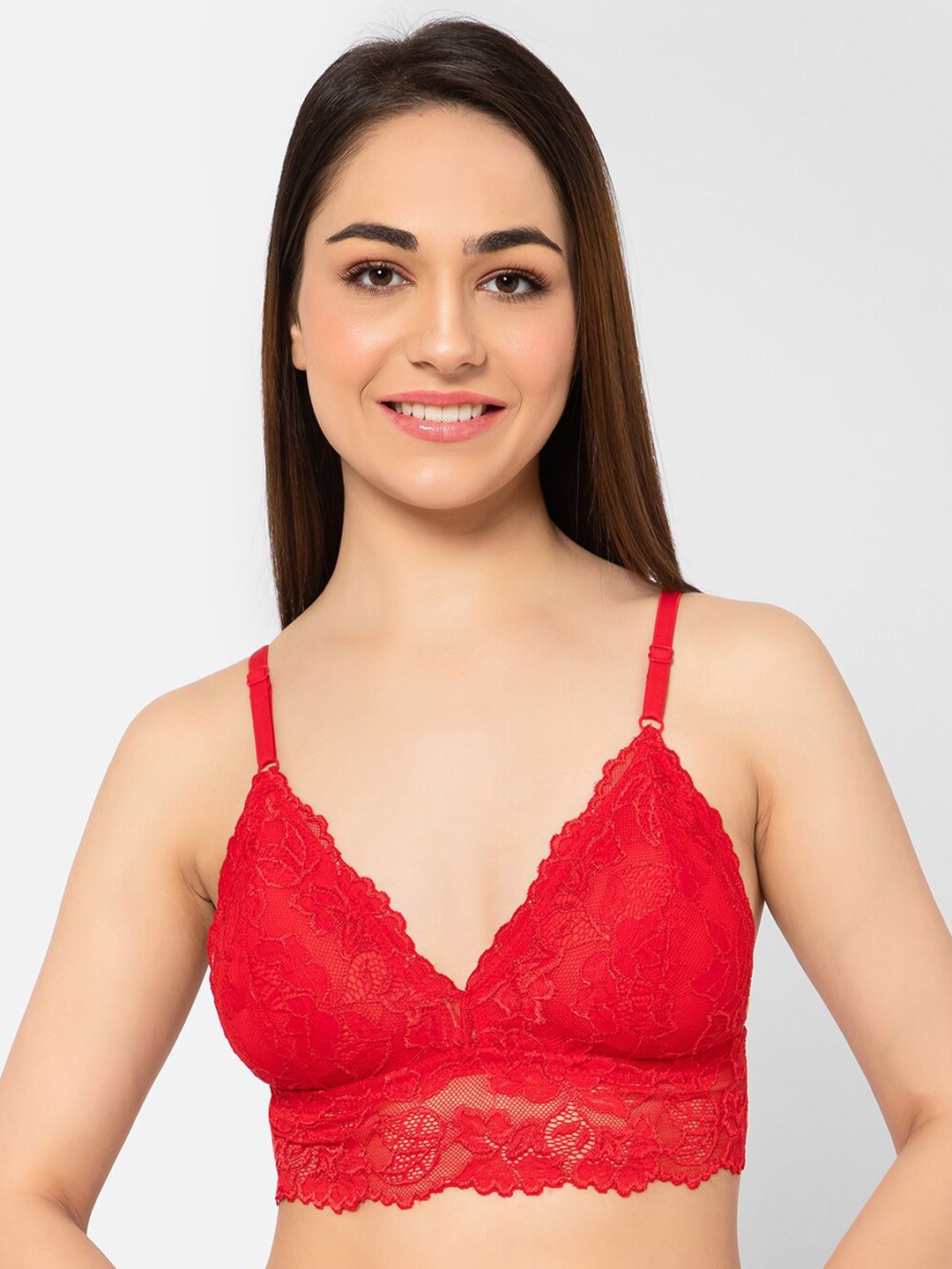 Clovia Lace Floral Bralette Non-Padded Non-Wired Bra-picture-30