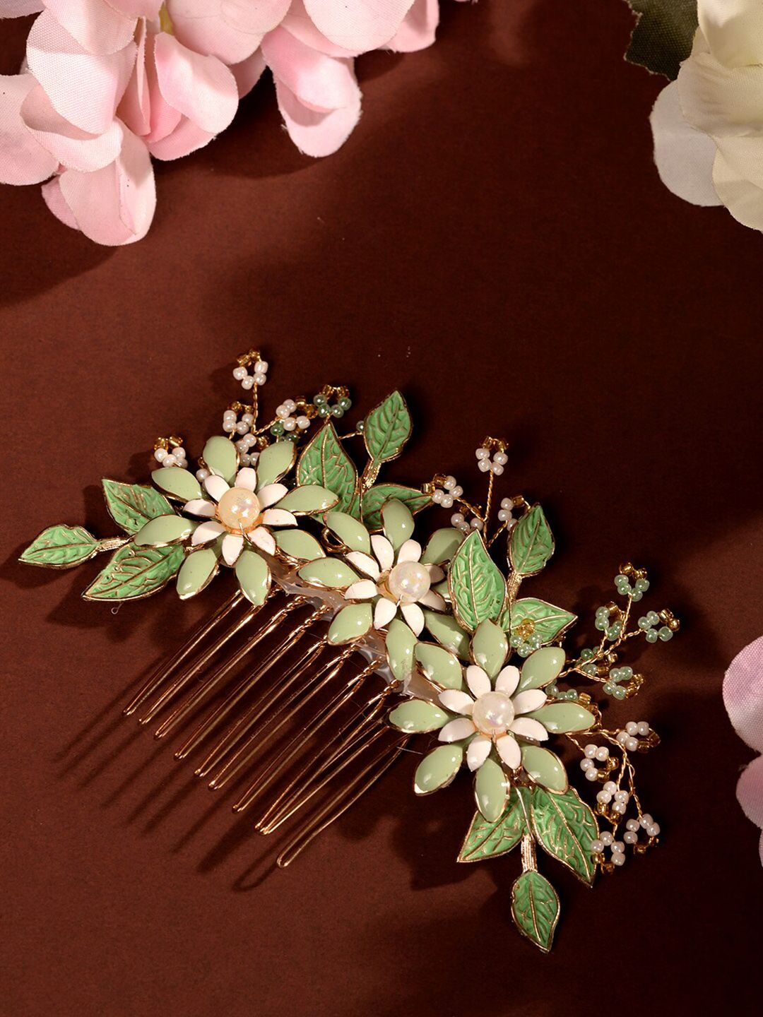 Saraf RS Jewellery Women Embellished Bridal Hair Tiara Comb Pin-image-15