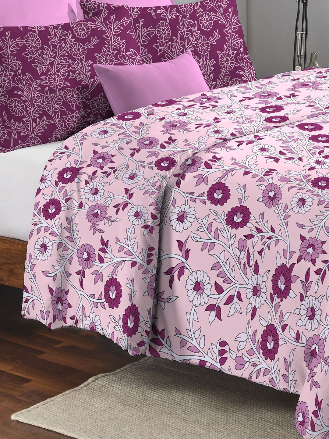MYTRIDENT Feather Tales Floral Mild Winter 150 GSM Pure Cotton Double Bed Comforter-image-42