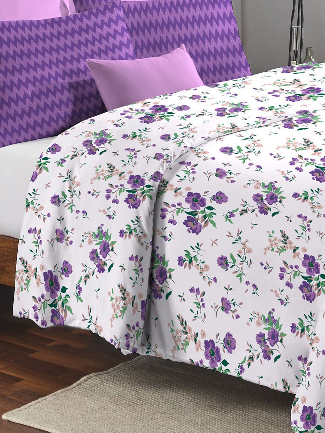 MYTRIDENT Feather Tales Floral Mild Winter 150 GSM Pure Cotton Double Bed Comforter-image-4