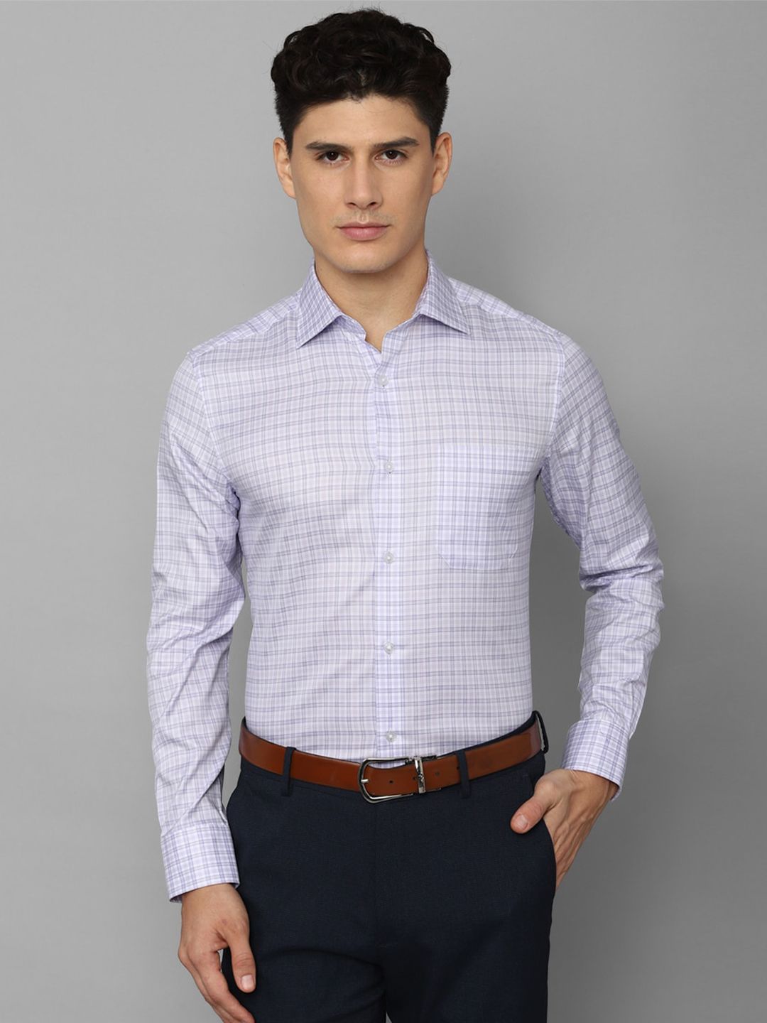 Buy Louis Philippe Sport Navy Cotton Slim Fit Checks Shirt for