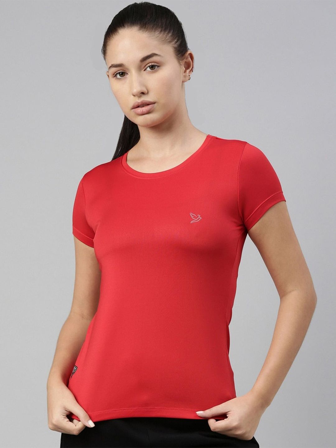 Buy Fitkin Women Red Self Design Turtle Neck Long Sleeve Top Online