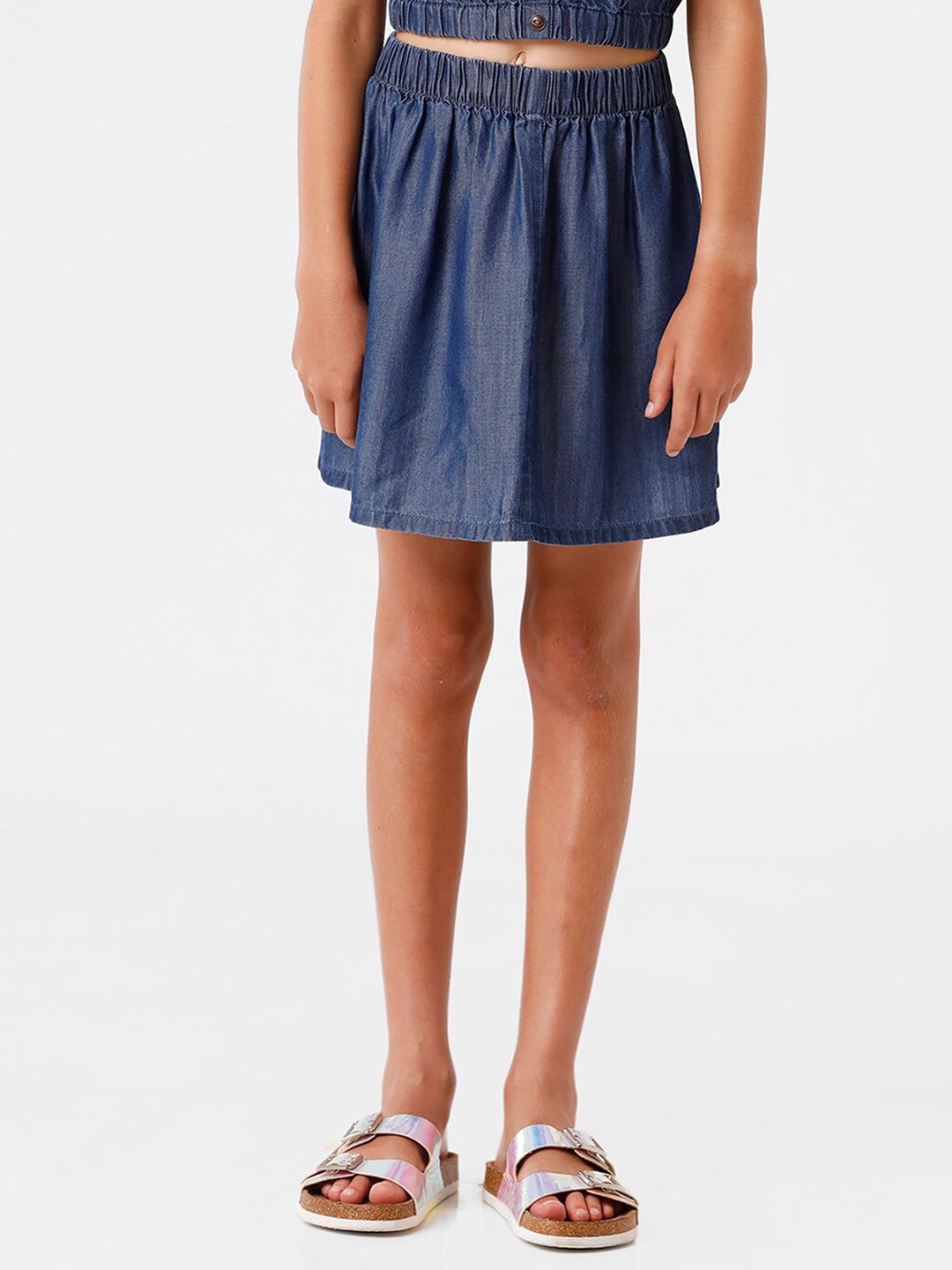 KATE & OSCAR Kids Girls Above Knee Length Flared Denim Skirts-picture-47