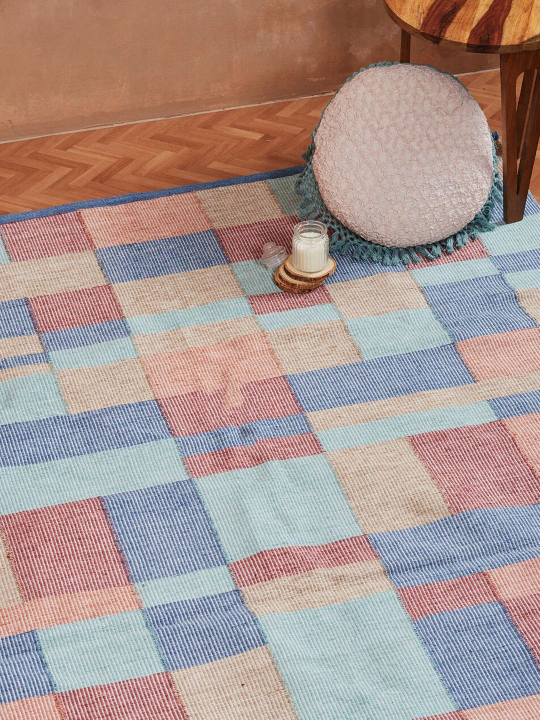 Fabindia Inaaya Maroon & Blue Woven-Design Dhurrie-picture-10