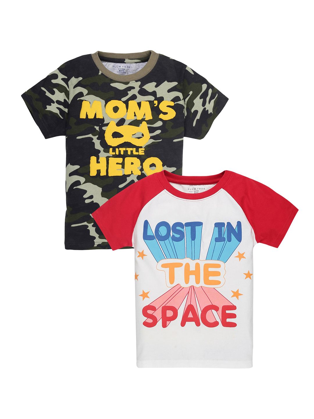PLUM TREE Boys Pack Of 2 Typography Printed Cotton T-shirt-picture-38