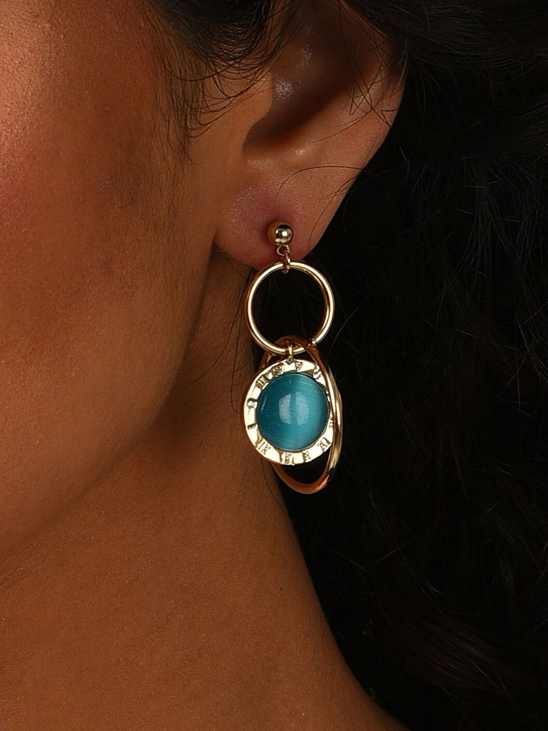 SOHI Gold-Plated Designer Stone Drop Earrings-image-42