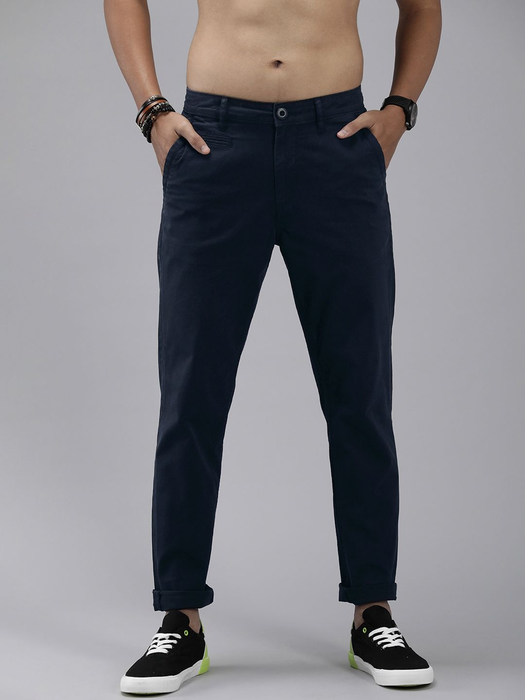 The Roadster Lifestyle Co. Men Slim Fit Low-Rise Flat Front Regular ...