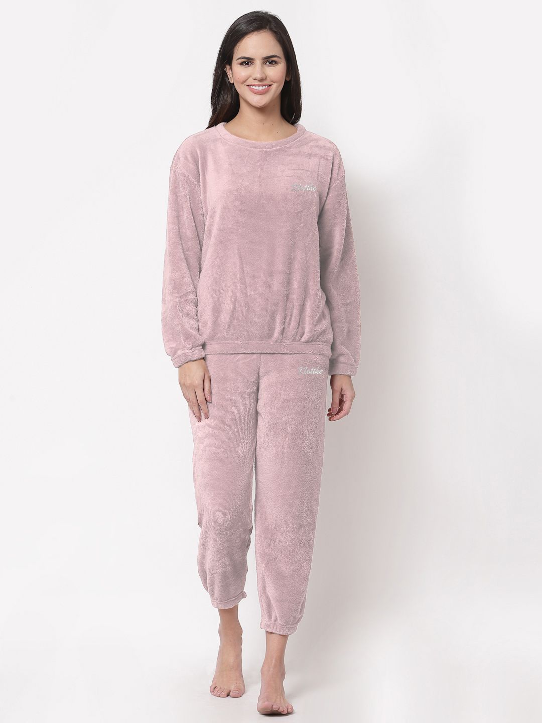 KLOTTHE Women 2 Pieces Round Neck Woolen Night suit-image-29