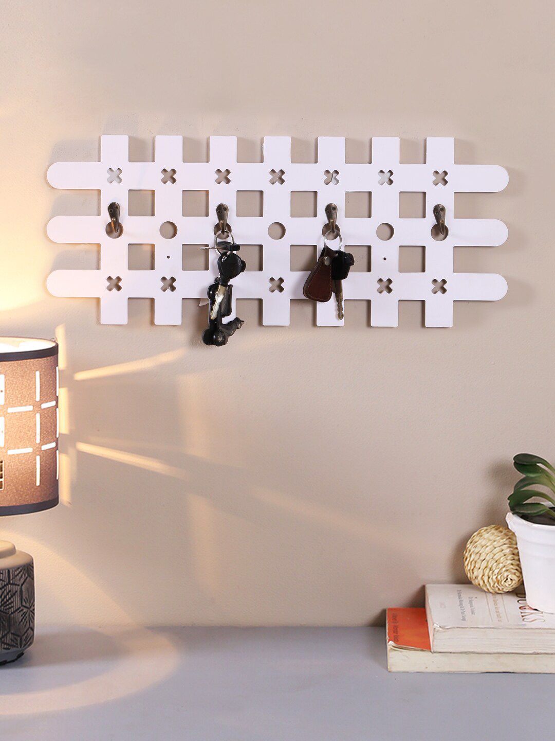 Aapno Rajasthan White Acrylic 4 Hooks Key Holders-image-39