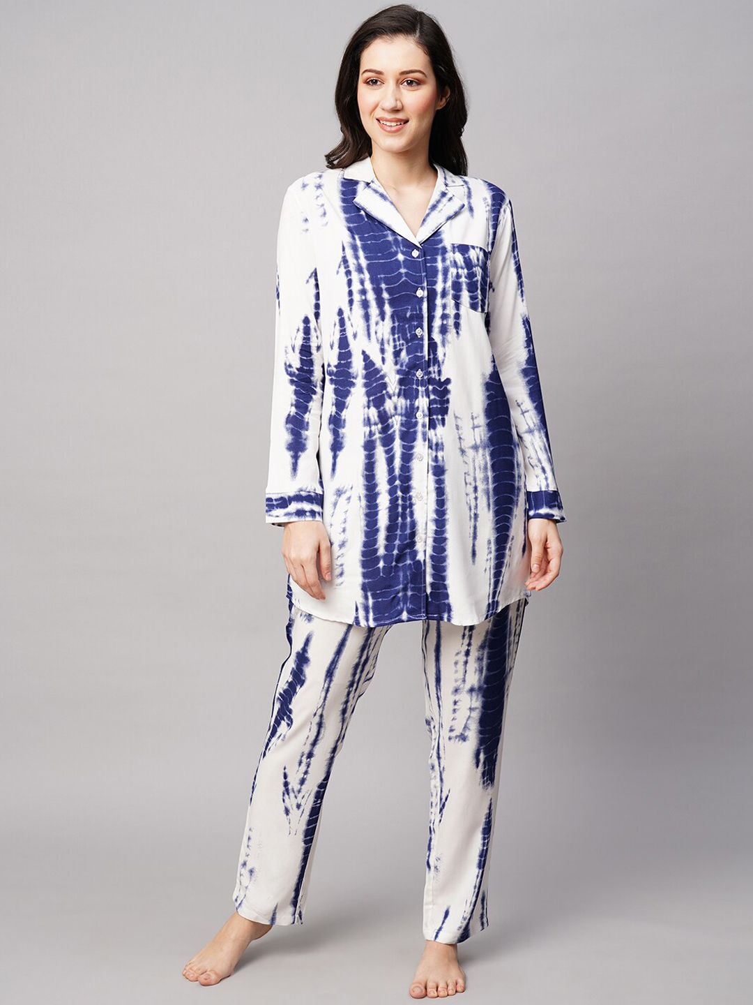 DRAPE IN VOGUE Women 2 Pieces Tie & Dye Printed Night suit-picture-30