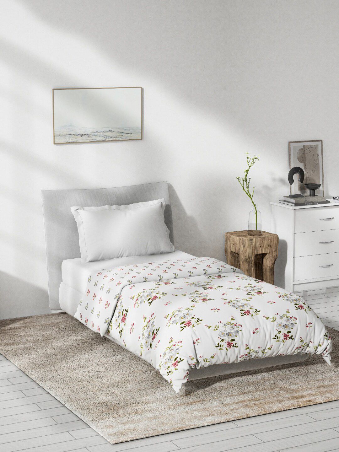 DDecor Live Beautiful White & Red Floral Mild Winter 150 GSM Pure Cotton Single Bed Dohar-picture-17