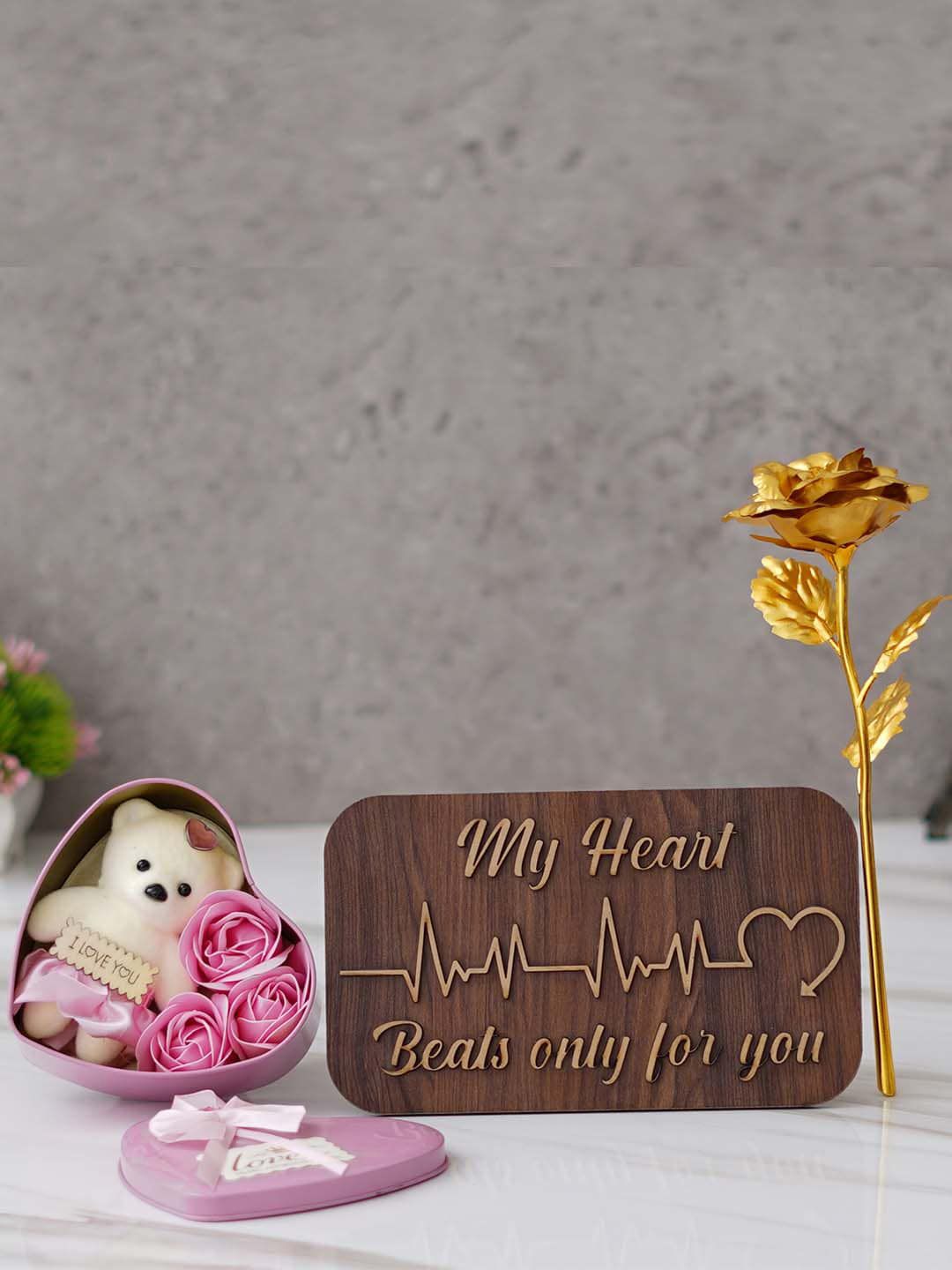 eCraftIndia Brown & Pink 3 Pieces Valentine Gift Set-image-19