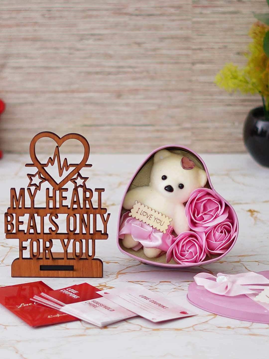 artisyn eCraftIndia Red & Pink 3 Pcs Valentine's Day Gift Set-picture-29